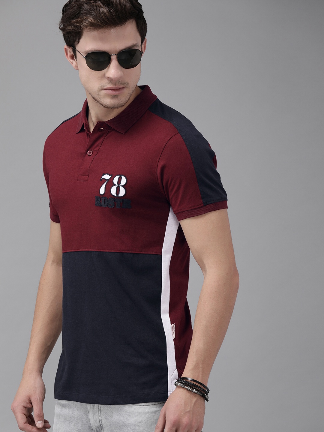 The Roadster Lifestyle Co Men Maroon Navy Blue Colourblocked Polo Collar Pure Cotton T-shirt
The Roadster Lifestyle Co Men Maroon Navy Blue Colourblocked Polo Collar Pure Cotton T-shirt