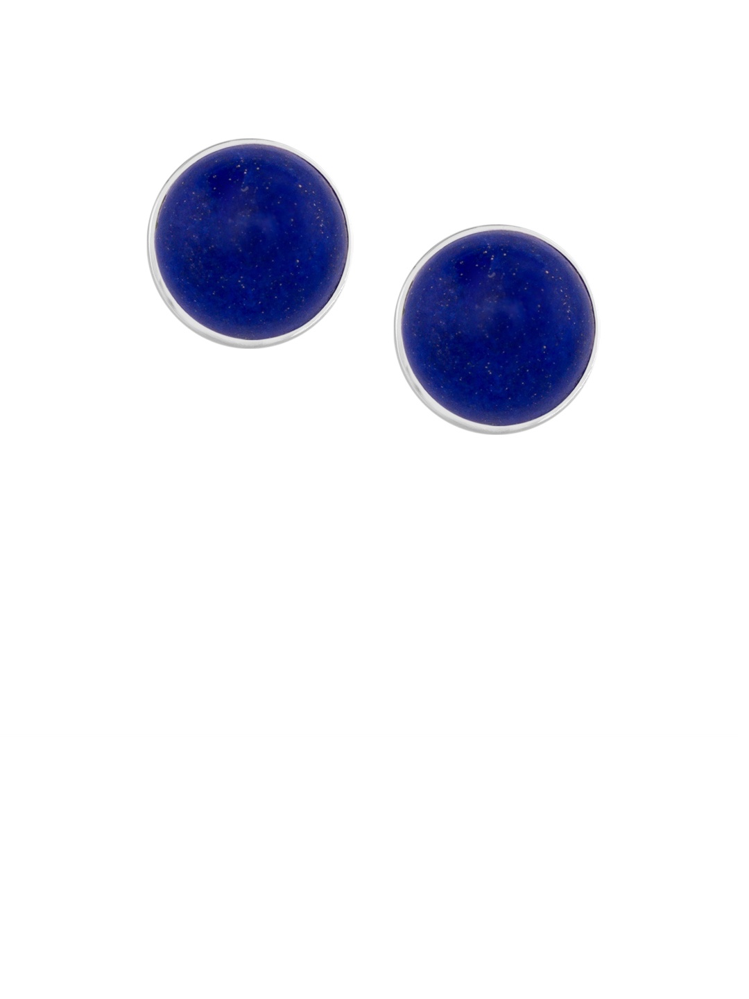 TALISMAN Silver-Toned & Navy Blue Circular Studs