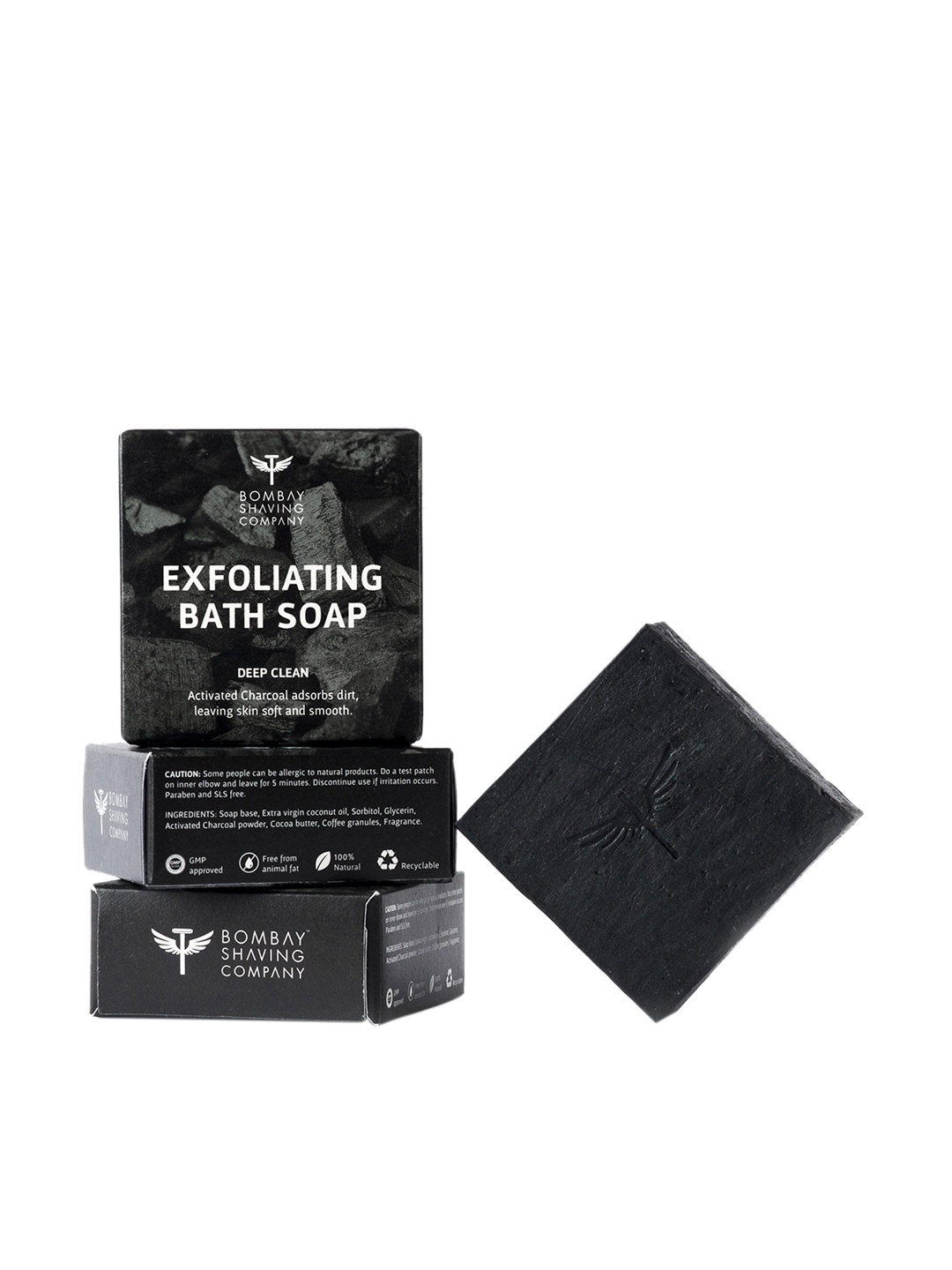 Bombay Shaving Company Pack of 3 Activated Charcoal Deep Clean Bath Soap, Black