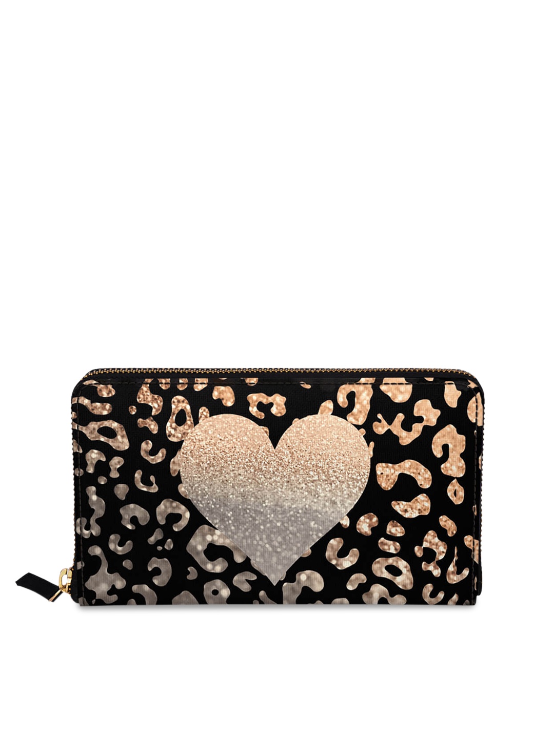 DailyObjects Gold Heart Leo Black Women's Classic Wallet, Multi