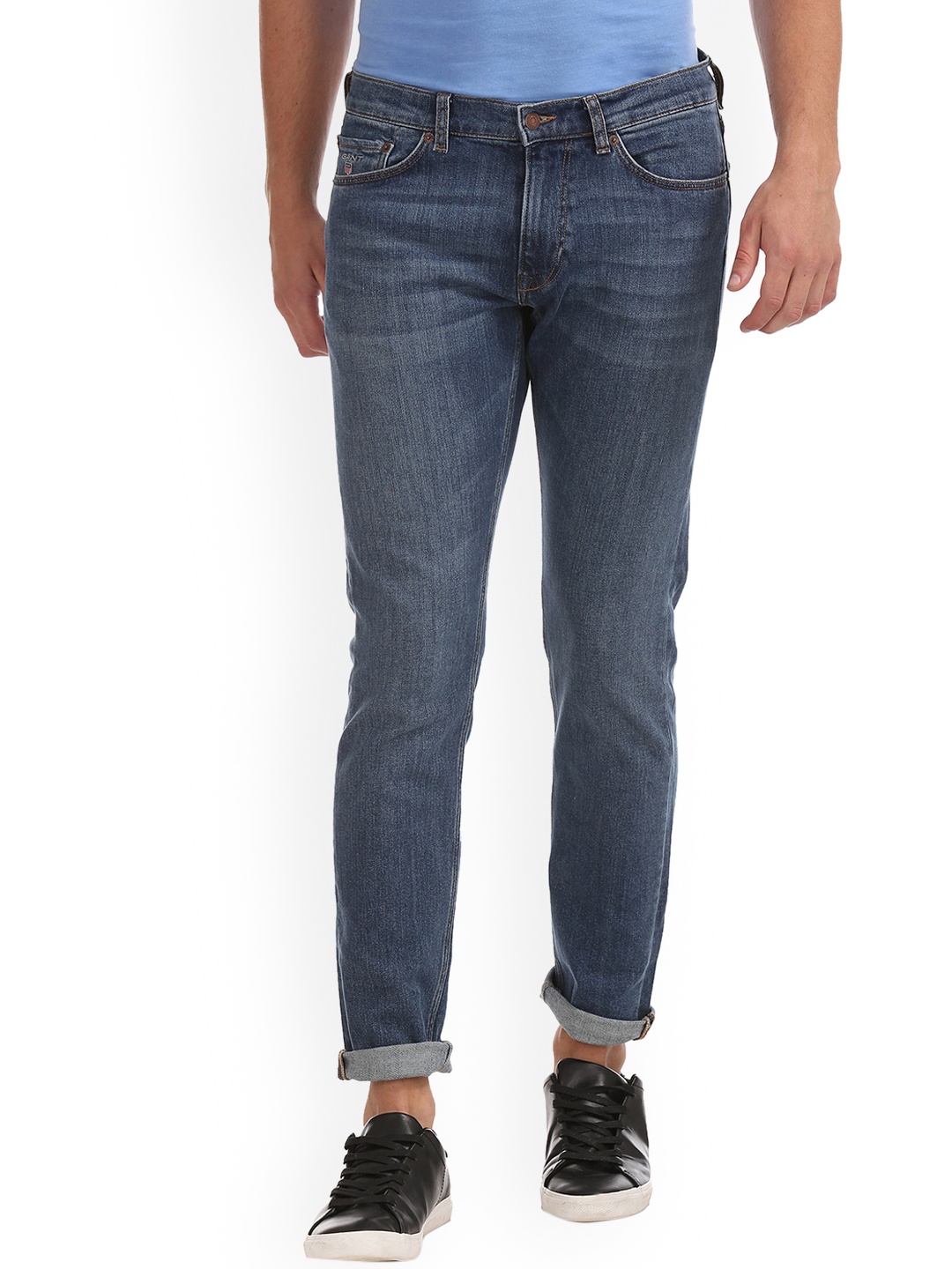 GANT Men Blue Tapered Fit Mid-Rise Clean Look Stretchable Jeans