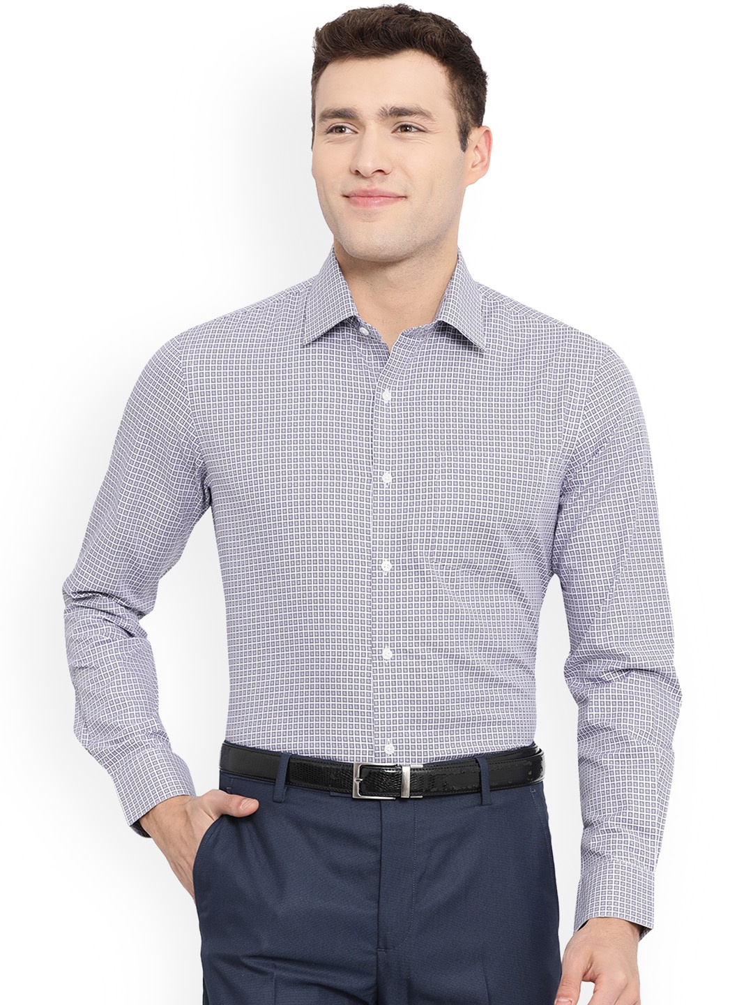 Arrow Men Purple & White Slim Fit Printed Formal Shirt