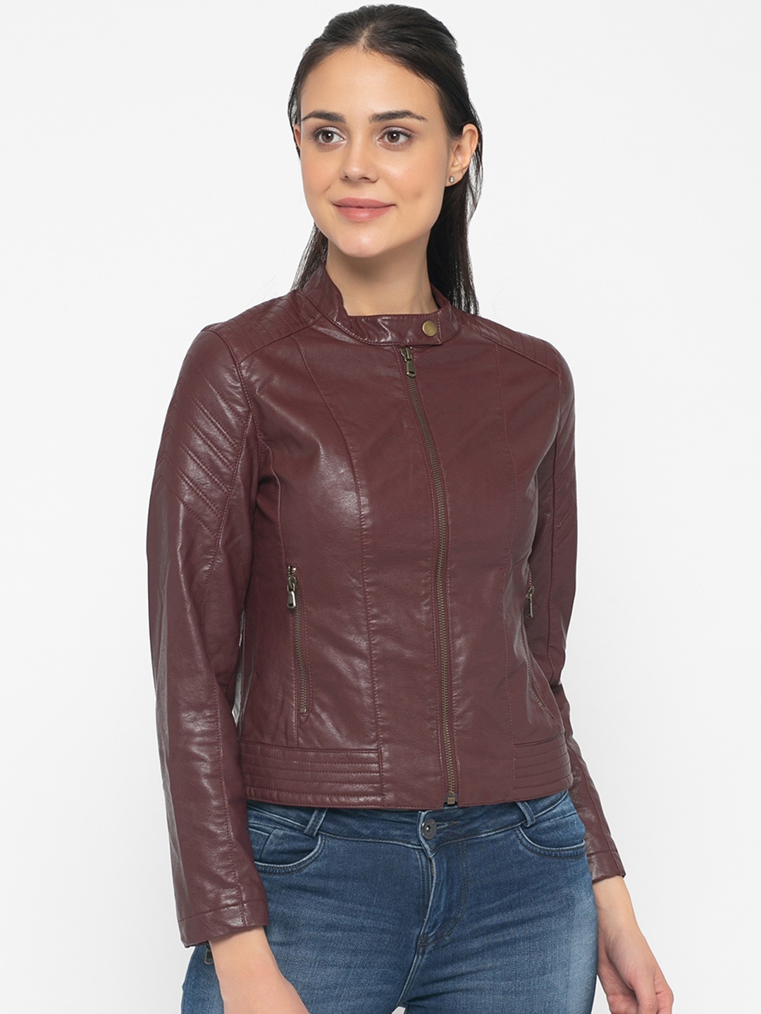 Gipsy Women Red Solid Biker Jacket