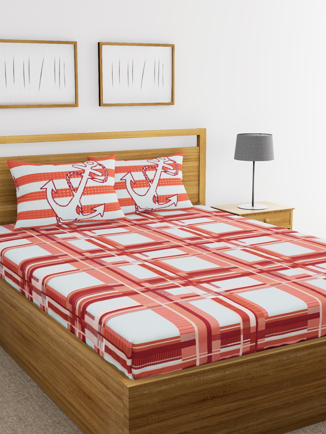 BIANCA White & Peach-Coloured Geometric Flat 144 TC Cotton 1 Queen Bedsheet with 2 Pillow Covers
BIANCA White & Peach-Coloured Geometric Flat 144 TC Cotton 1 Queen Bedsheet with 2 Pillow Covers