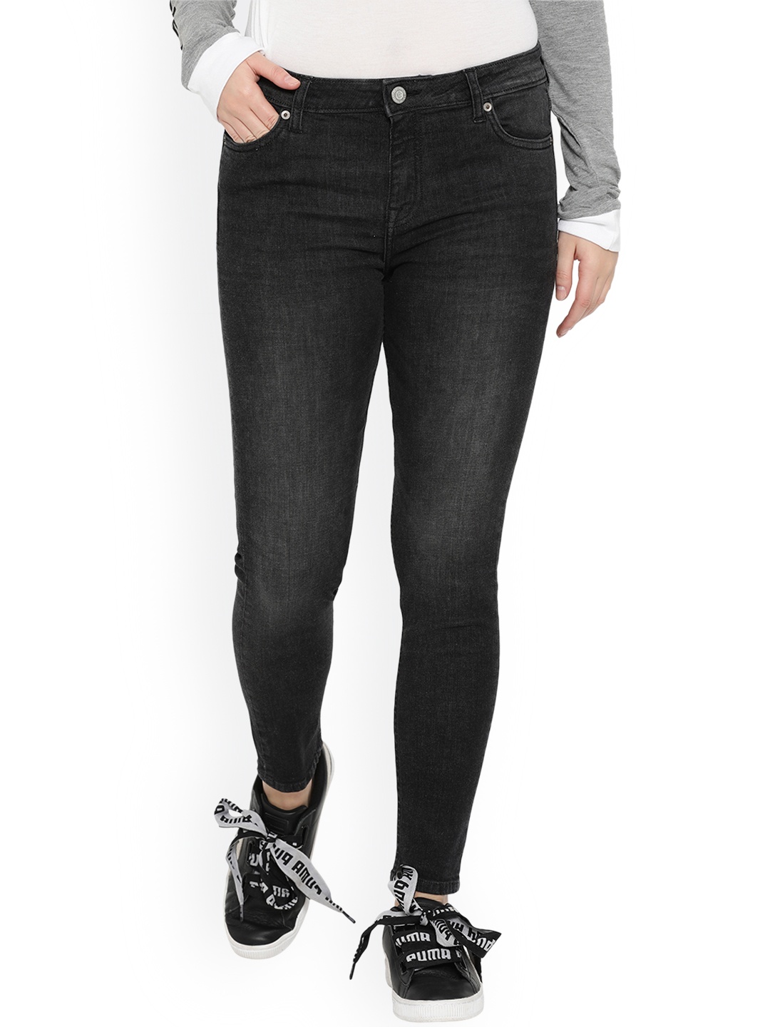 Aeropostale Women Black Skinny Fit Mid-Rise Clean Look Jeans