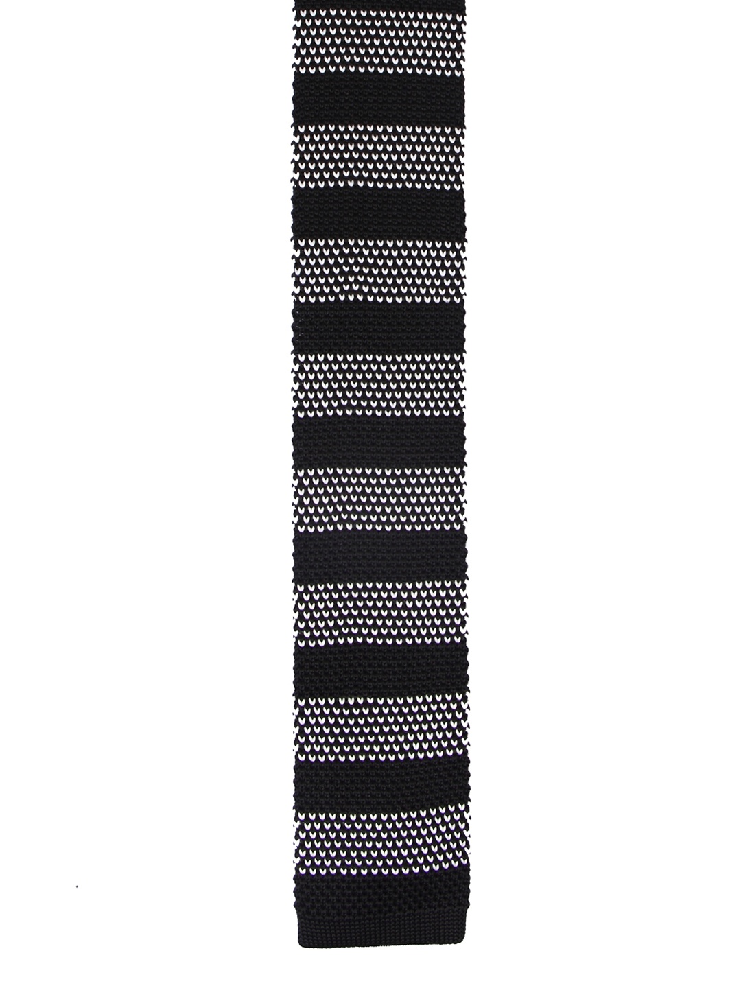 Tossido Black & Off-White Knitted Design Broad Tie