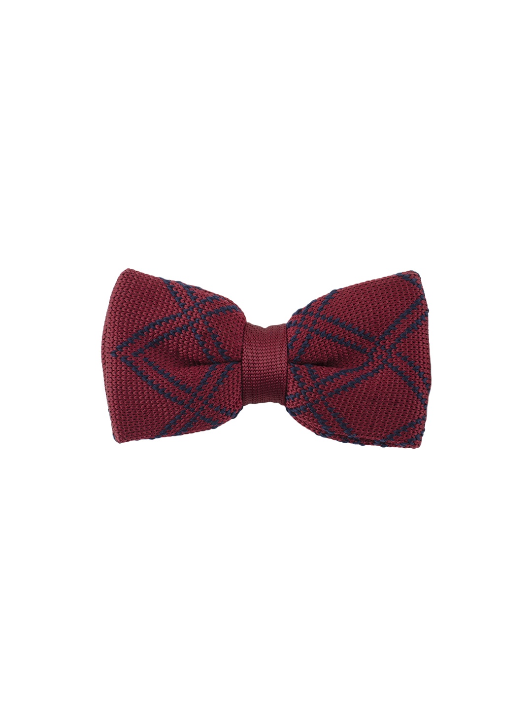Tossido Maroon Woven Design Bow Tie