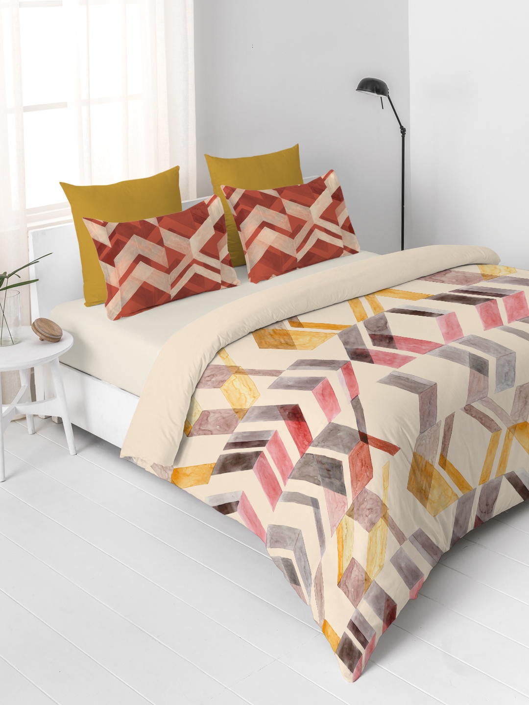 DDecor Beige & Red Geometric Flat 144 TC Cotton 1 Double Bedsheet with 2 Pillow Covers
DDecor Beige & Red Geometric Flat 144 TC Cotton 1 Double Bedsheet with 2 Pillow Covers
