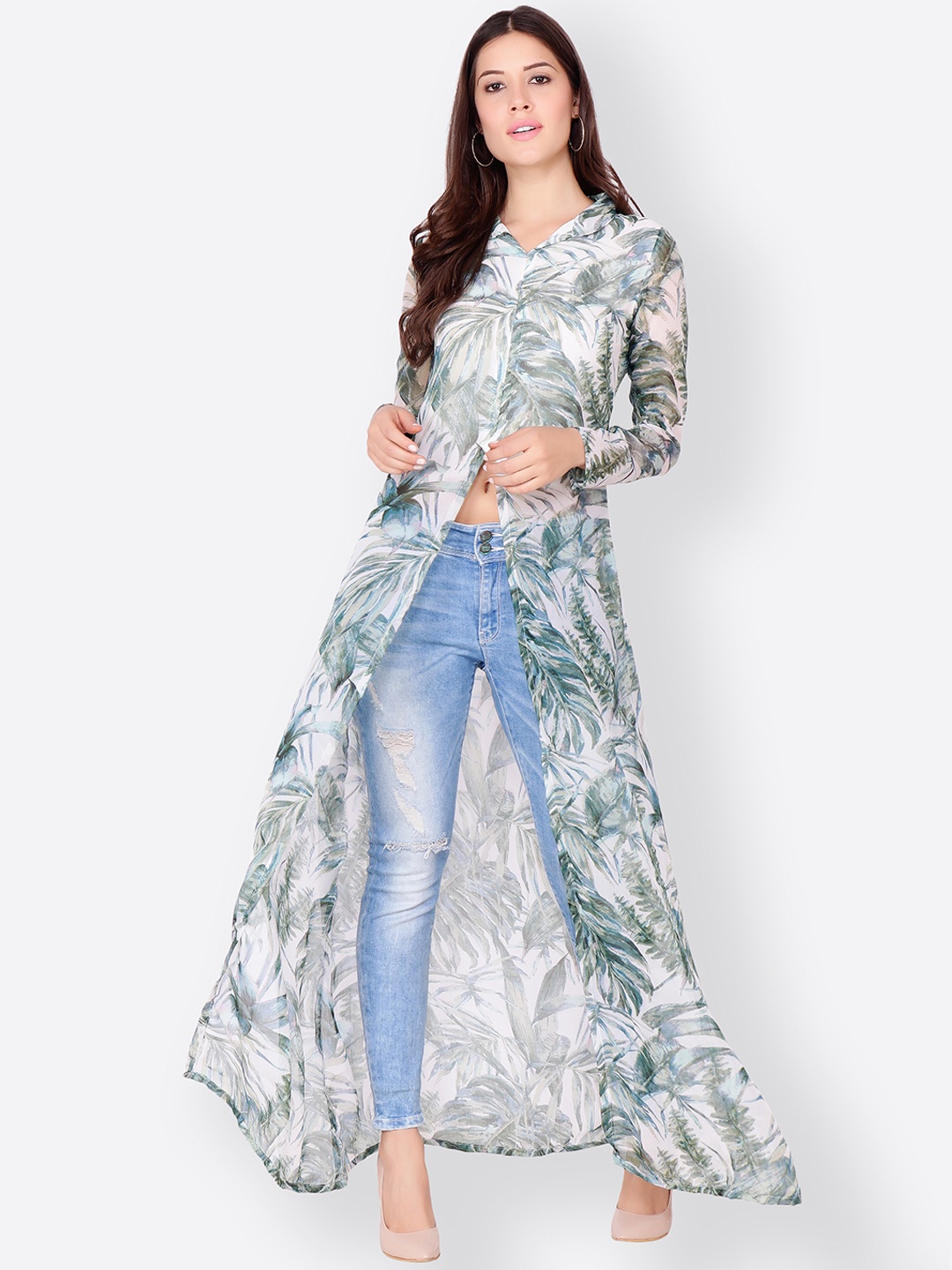 SCORPIUS Women Grey Printed Maxi Top