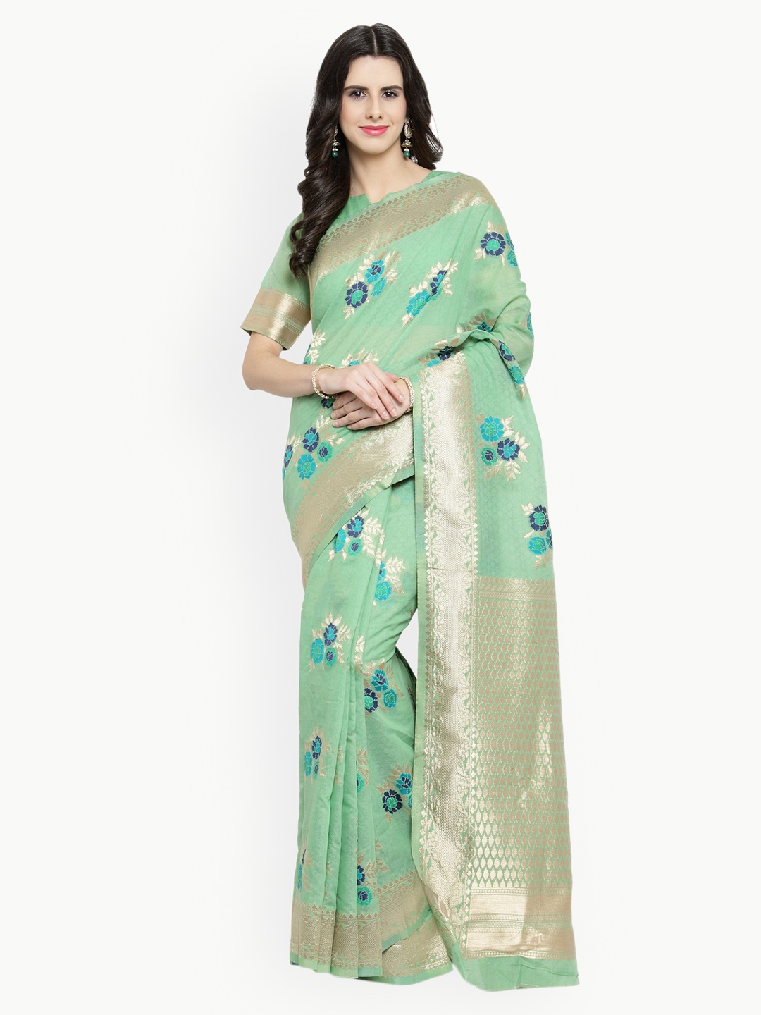 Shaily Green Pure Silk Woven Design Banarasi Saree