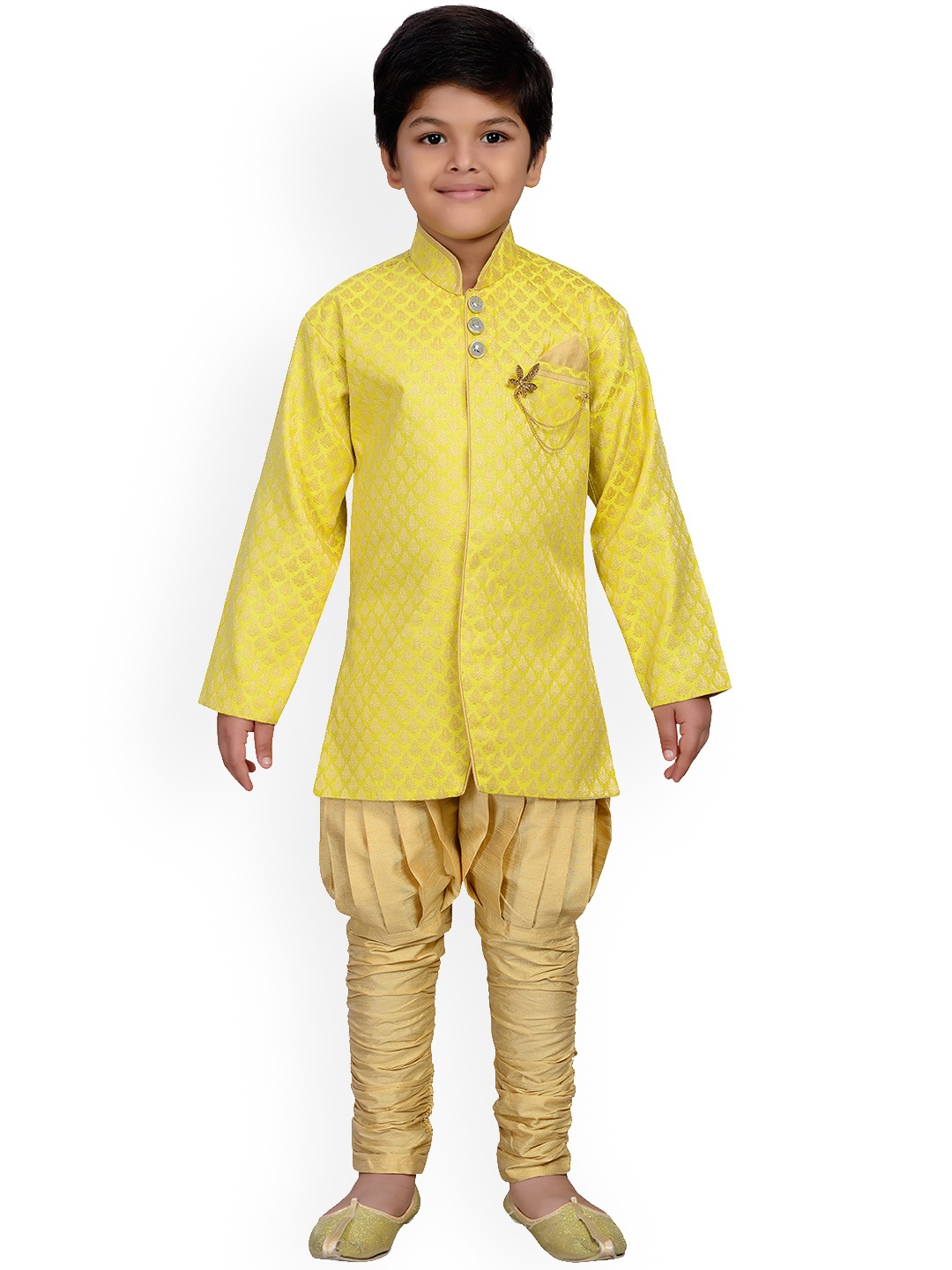 AJ Dezines Boys Yellow Sherwani