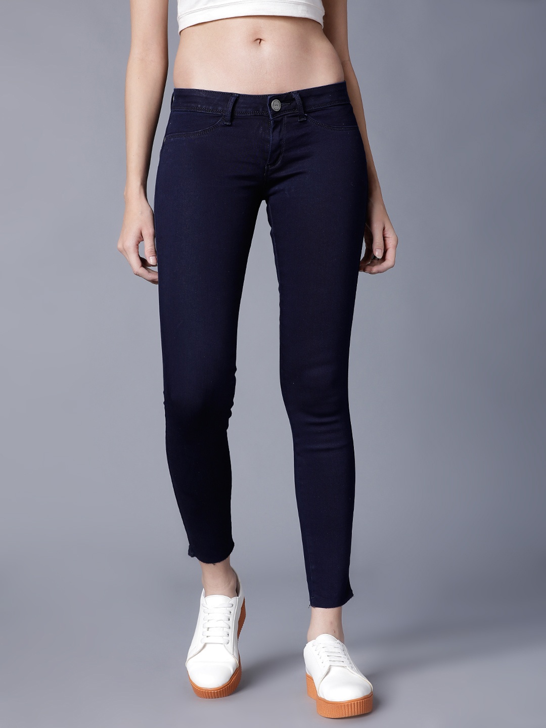 Tokyo Talkies Women Navy Blue Super Skinny Fit Mid-Rise Clean Look Stretchable Jeans