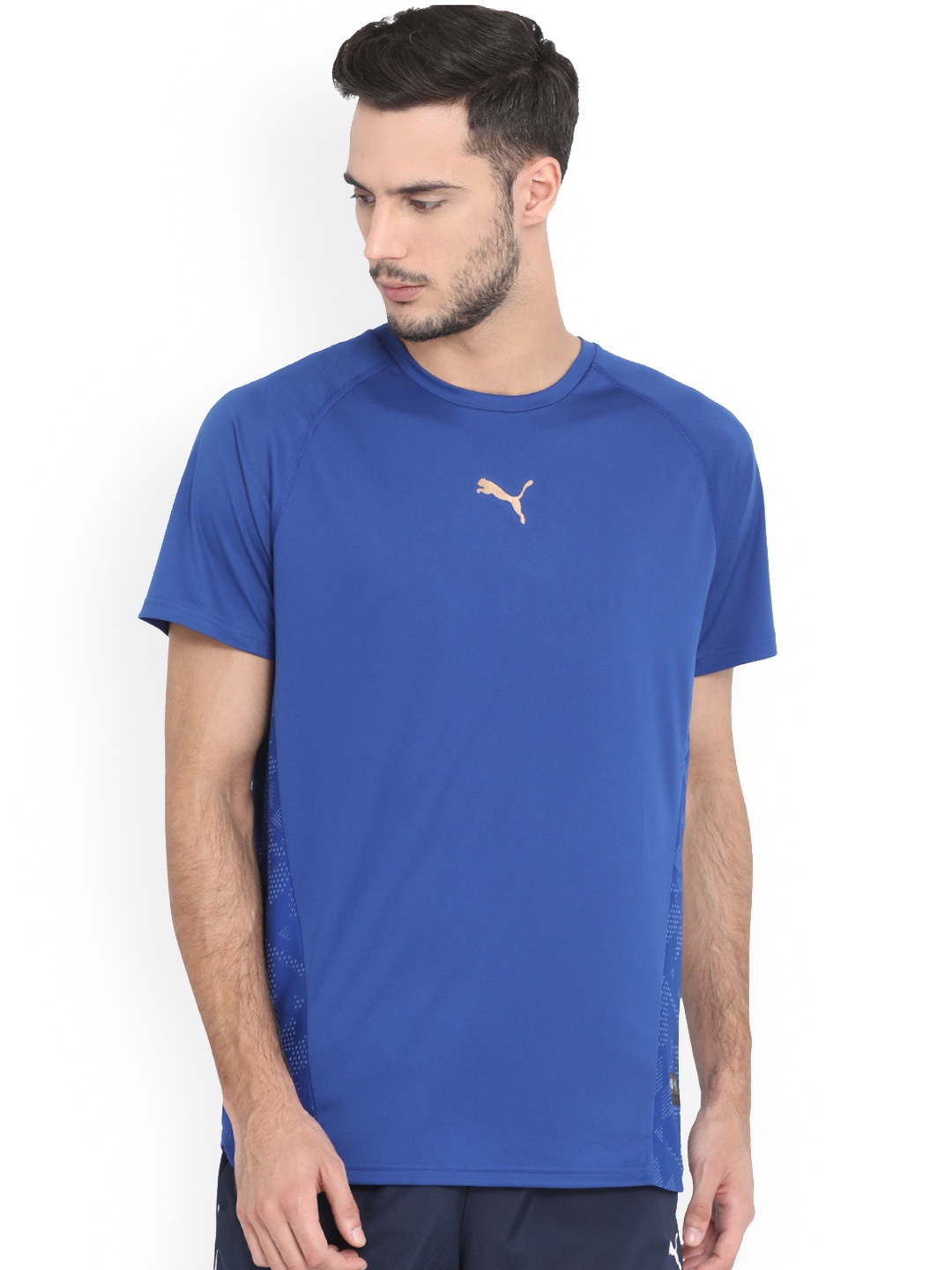 Puma Men Blue Solid Round Neck T-shirt