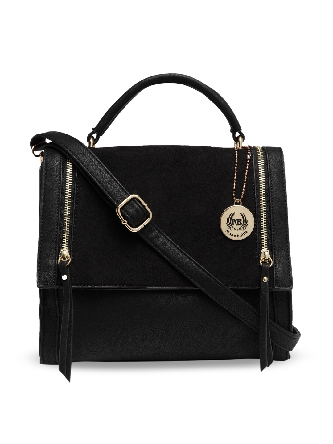 Moedbuille Black Solid Satchel