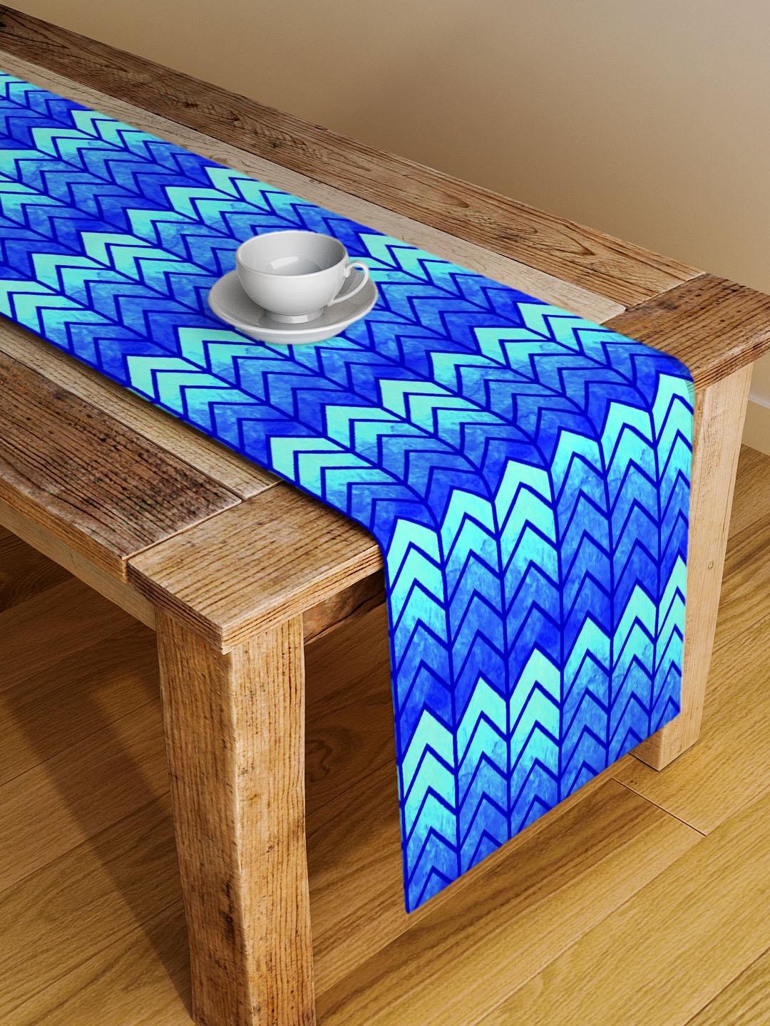 Alina decor Blue Geometric Table Runner