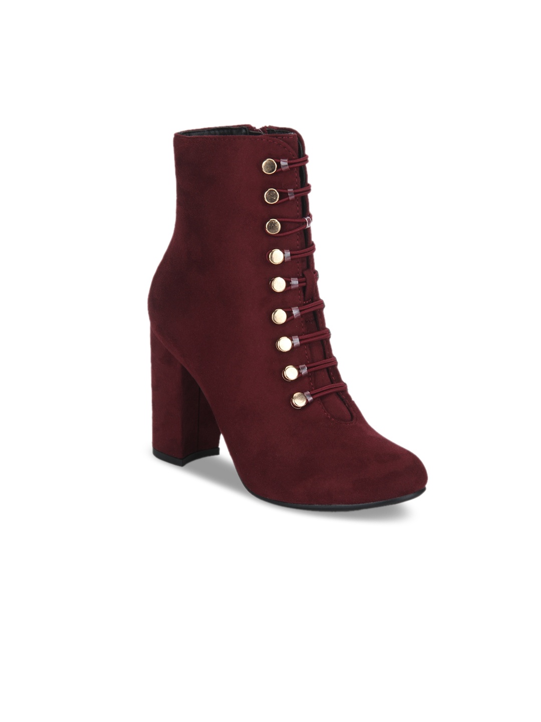 Truffle Collection Women Maroon Solid Heeled Boots