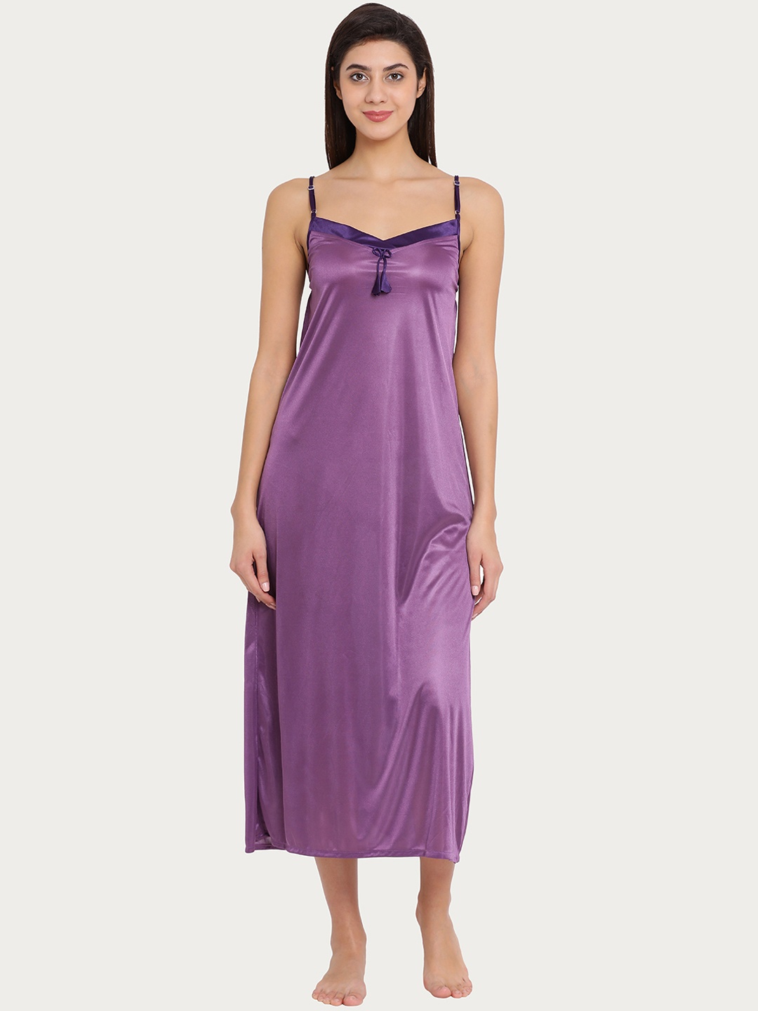 Clovia Women Purple Solid Nightdress
