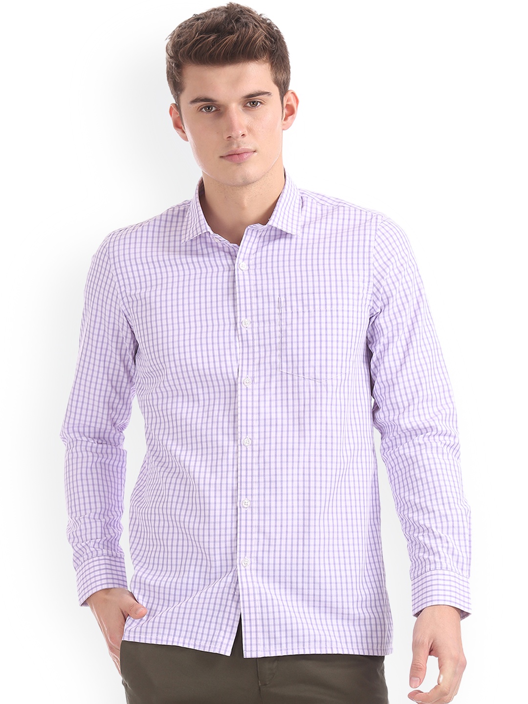 Excalibur Men Purple Regular Fit Checked Casual Shirt