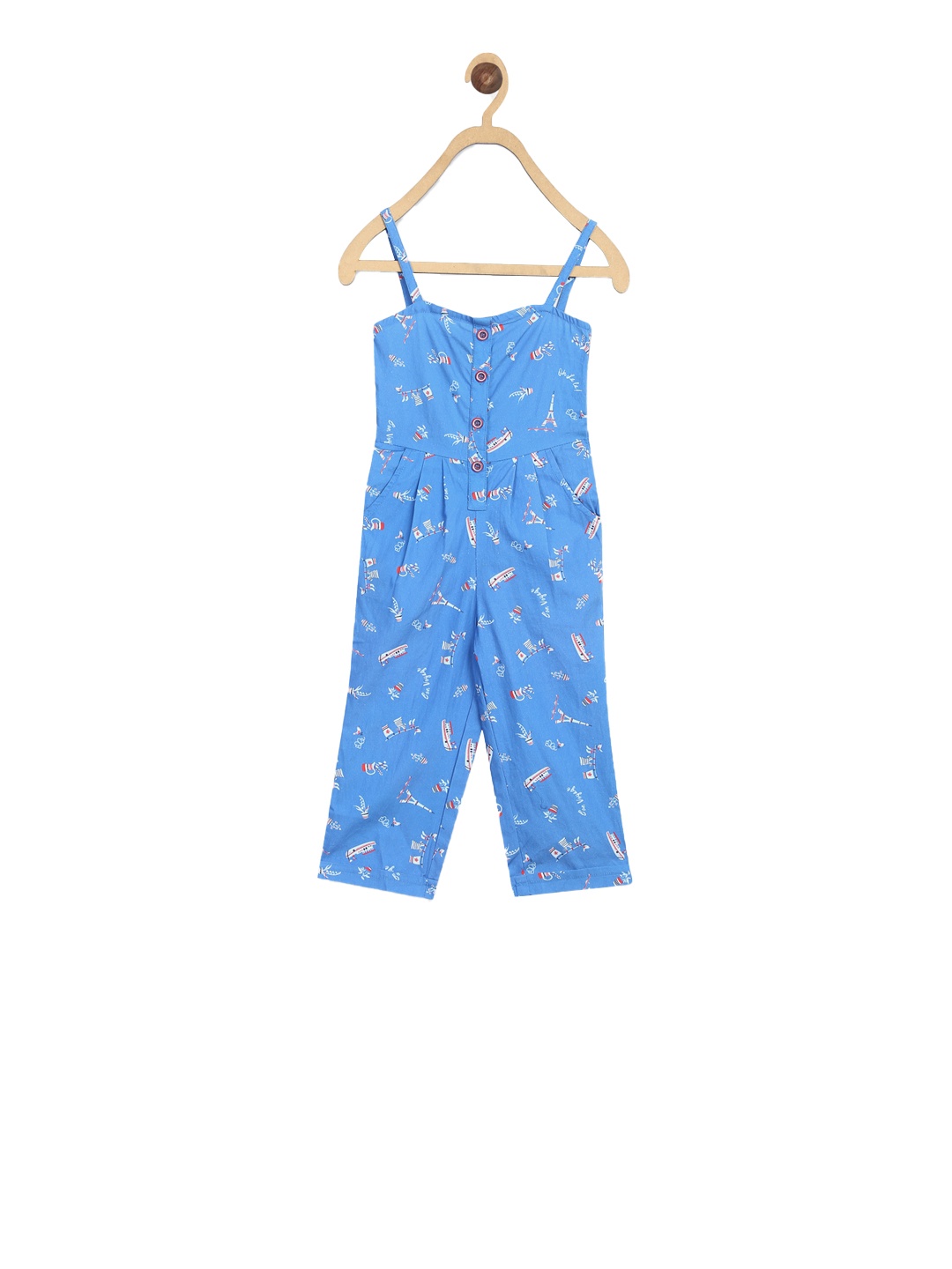 ELLE Blue Printed Basic Jumpsuit
