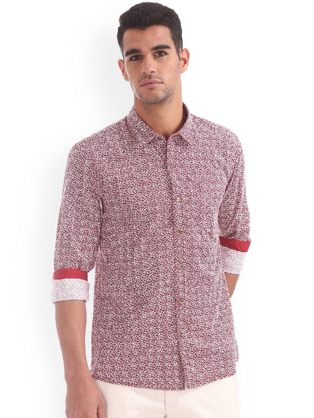 Ruggers Men Red Regular Fit Printed Casual Shirt