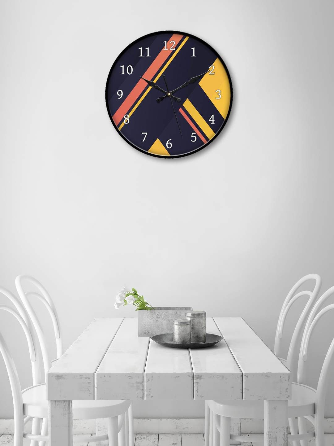 999Store Navy Blue Round Printed Analogue Wall Clock