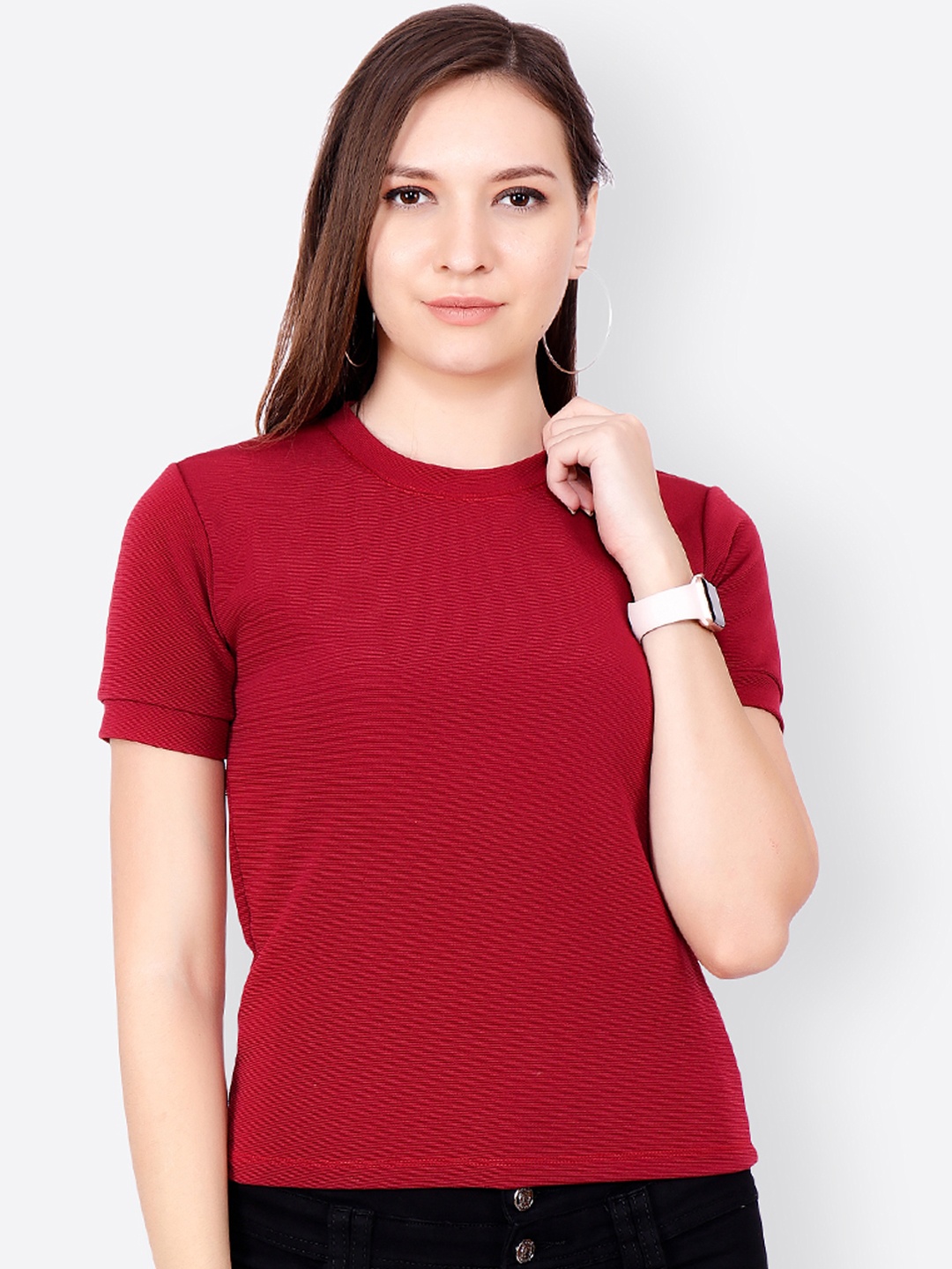 SCORPIUS Women Maroon Solid Top