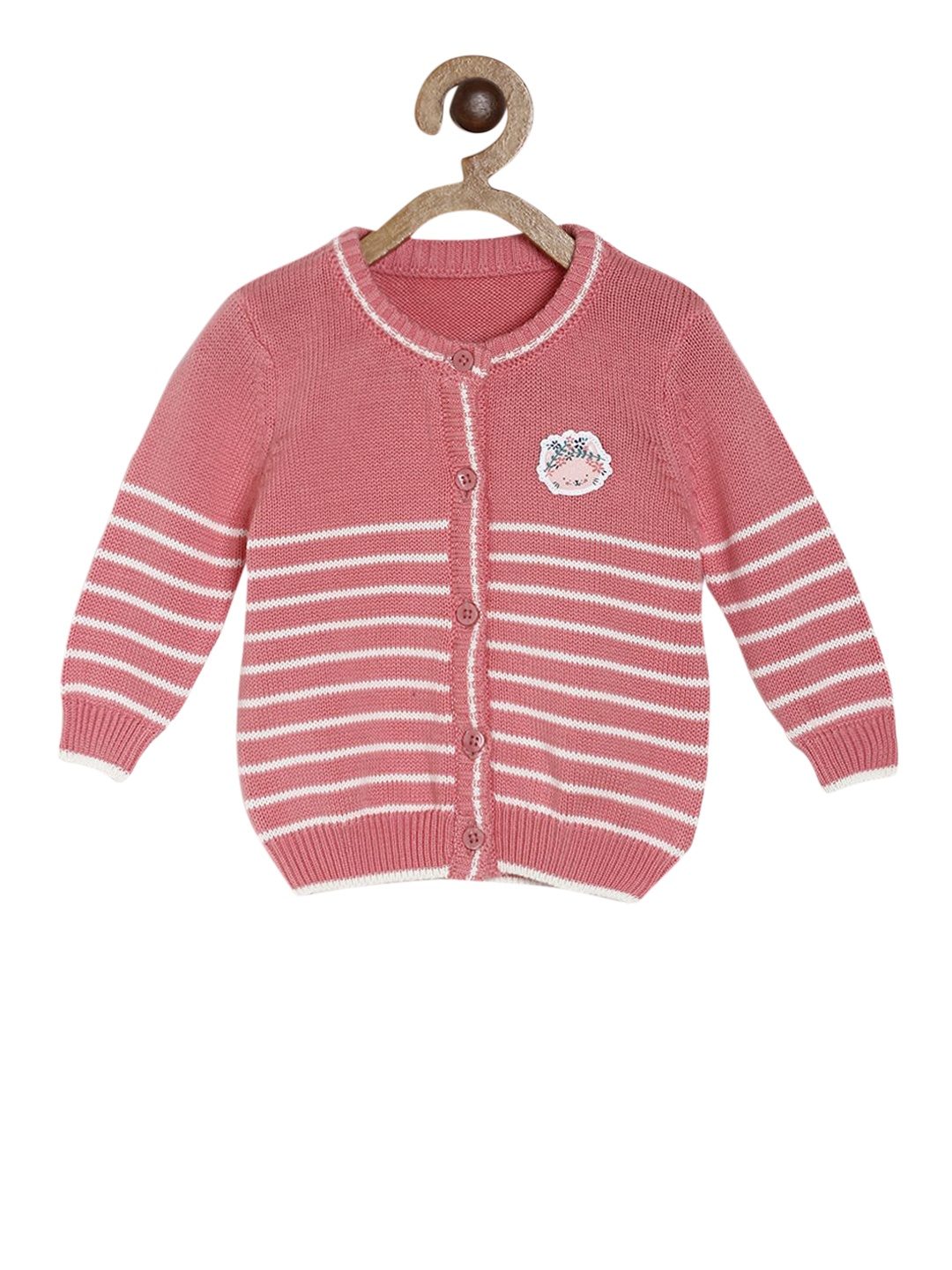 MINI KLUB Girls Pink Self Design Front-Open
