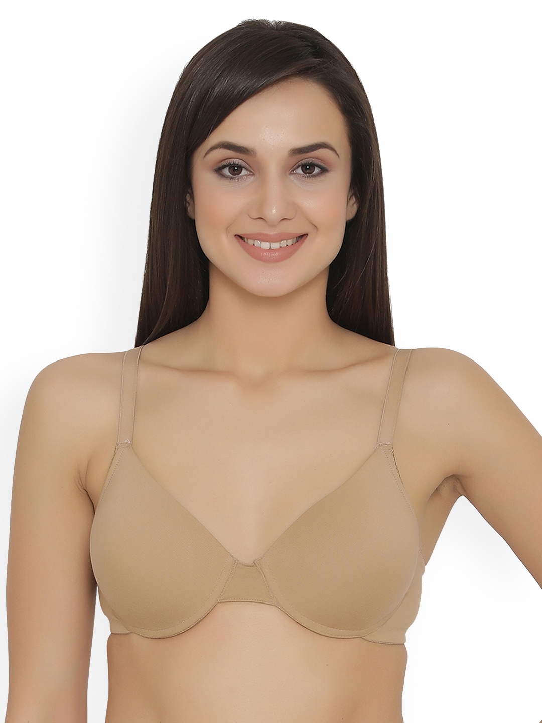 Clovia Beige Solid Underwired Lightly Padded T-shirt Bra BR1070Z2440C