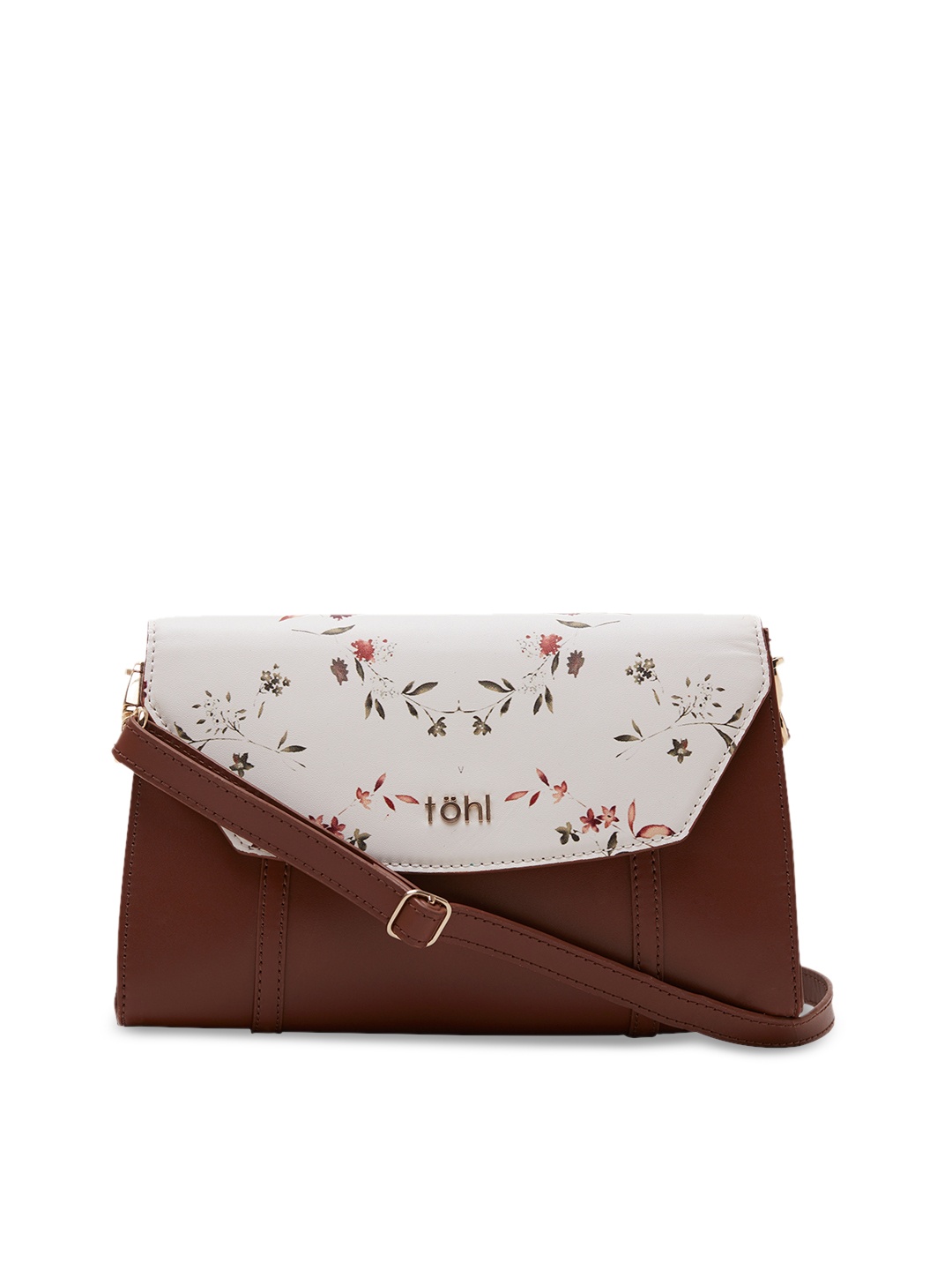 tohl Brown & White Printed Leather Sling Bag