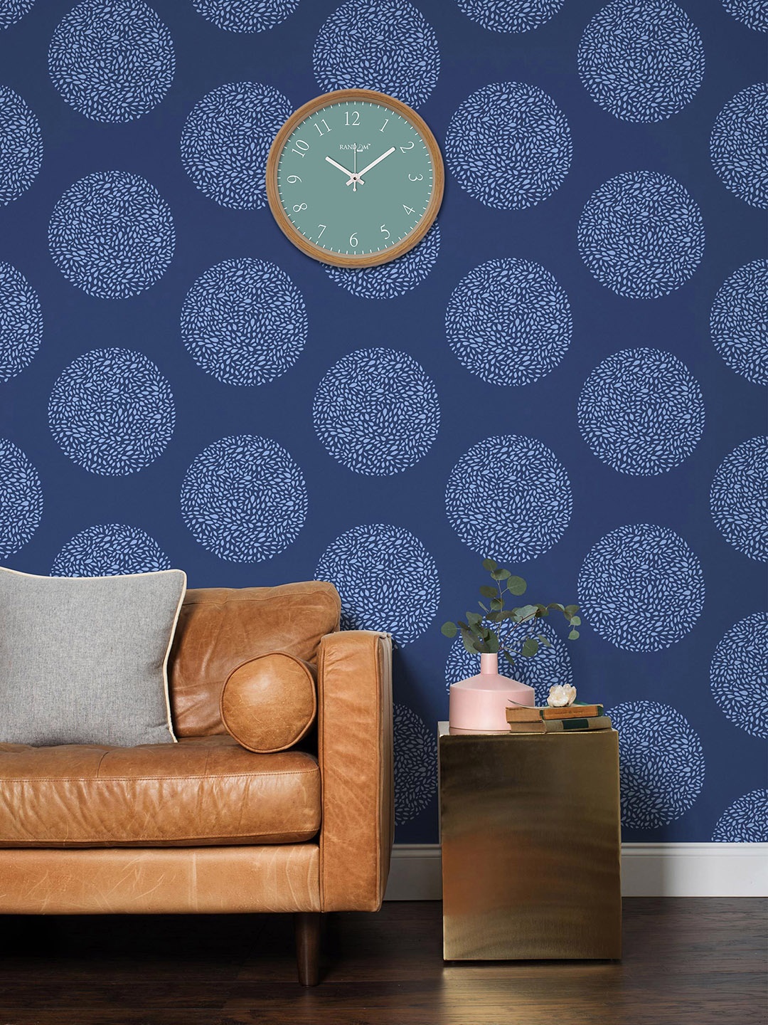 RANDOM Teal Round Solid Analogue Wall Clock