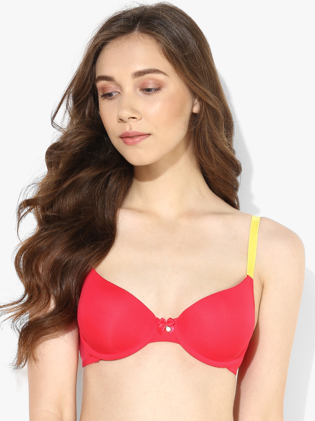Red Solid Lightly Padded Bra