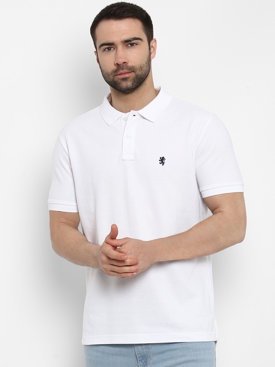 Red Tape Men White Solid Polo Collar T-shirt