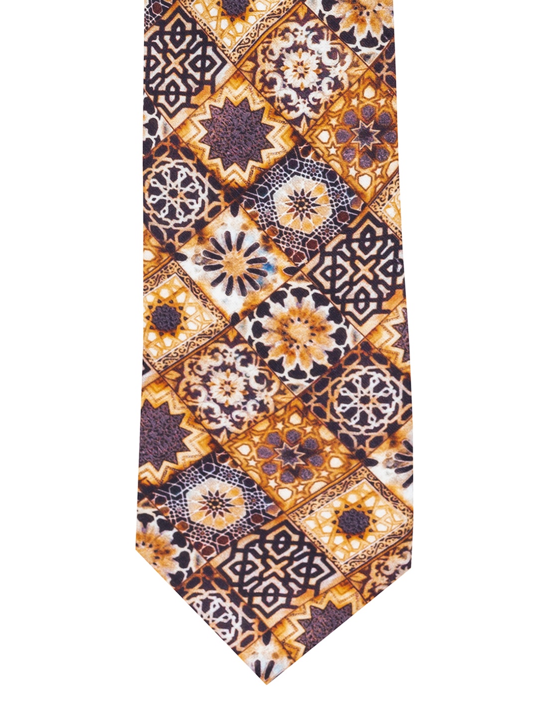 The Tie Hub Brown Printed Broad Tie