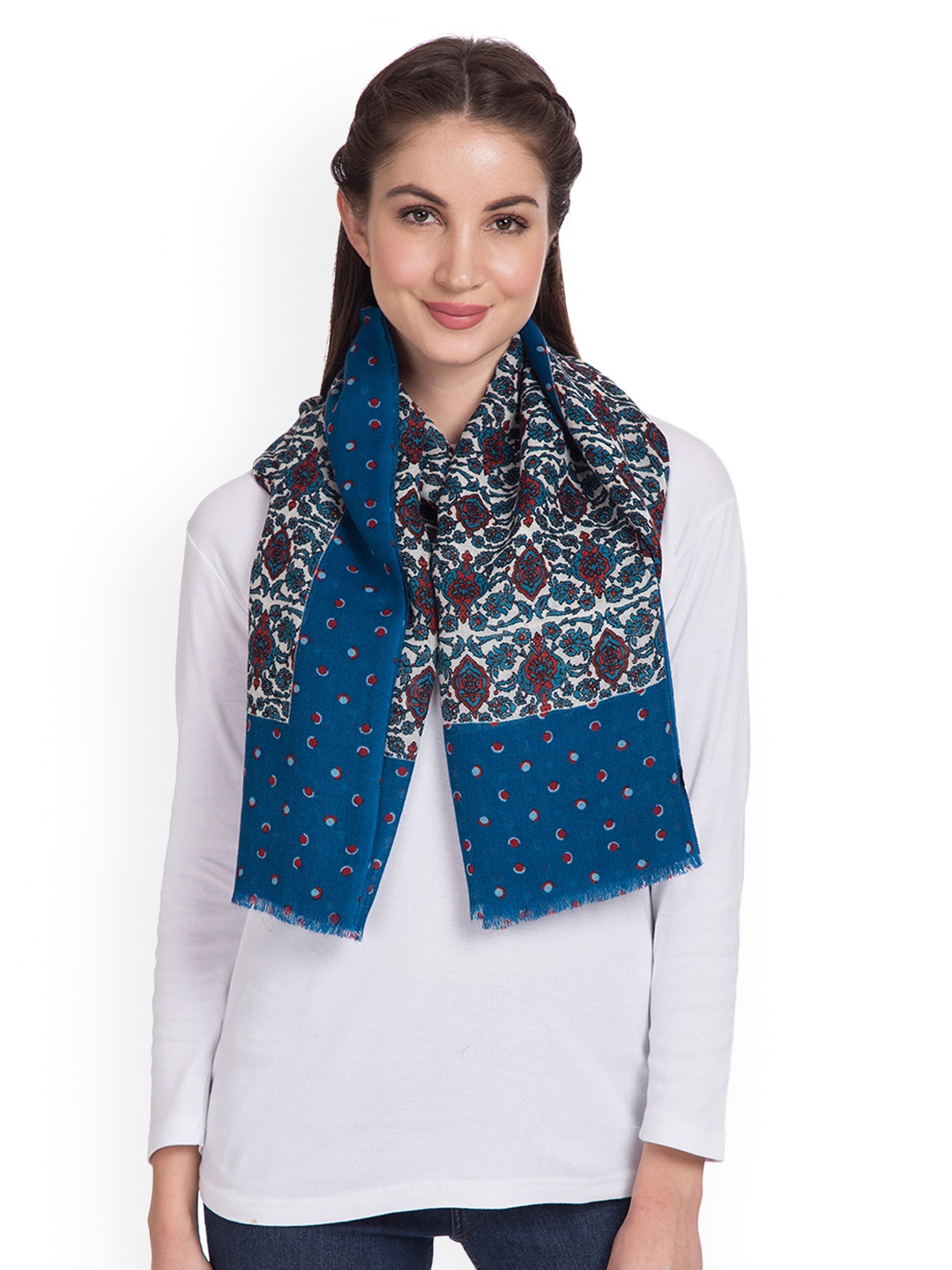 SHINGORA Women Navy Blue Printed Stole