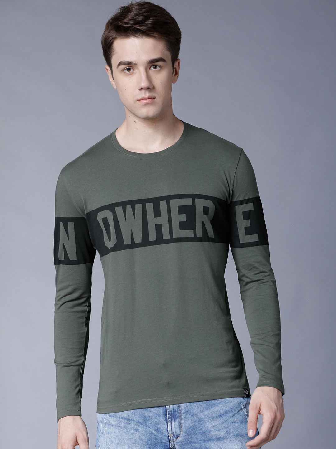 LOCOMOTIVE Men Olive Green Printed Round Neck T-shirt 
LOCOMOTIVE Men Olive Green Printed Round Neck T-shirt
