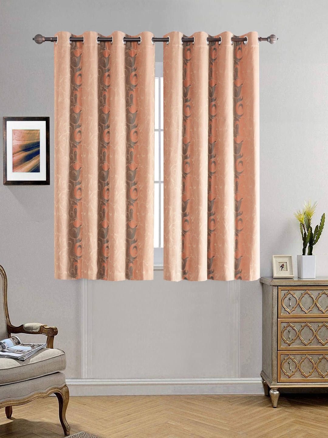 Deco Window Set Of 2 Window Curtains, Orange
