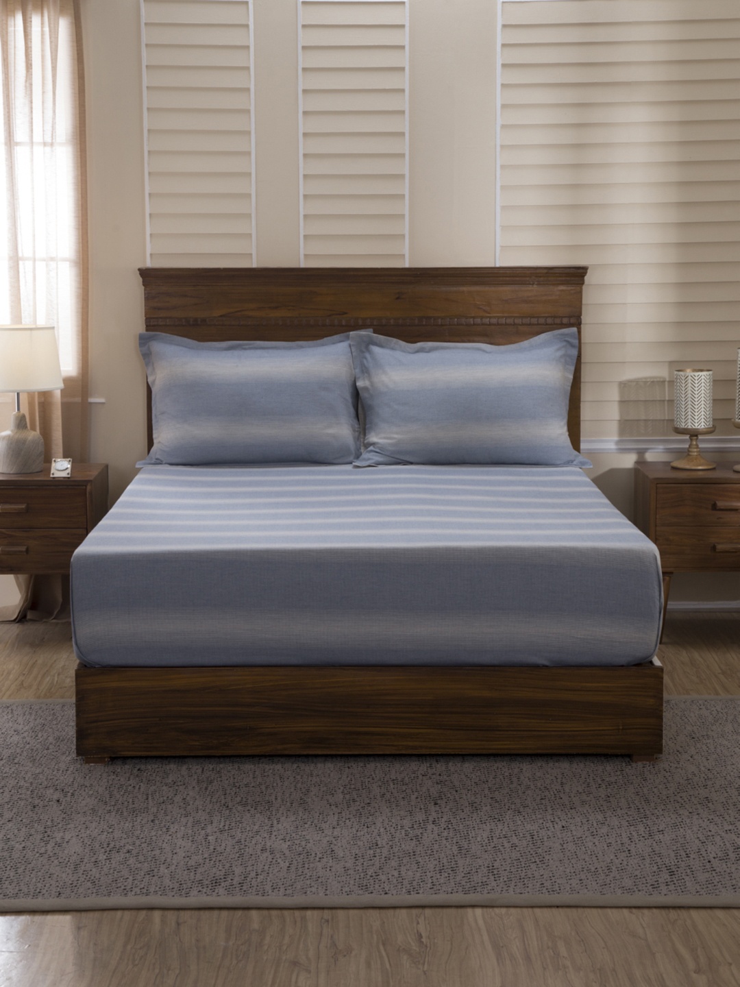 MASPAR Blue & White Striped Flat 400 TC Egyptian Cotton King Bedsheet with 2 Pillow Covers
MASPAR Blue & White Striped Flat 400 TC Egyptian Cotton King Bedsheet with 2 Pillow Covers