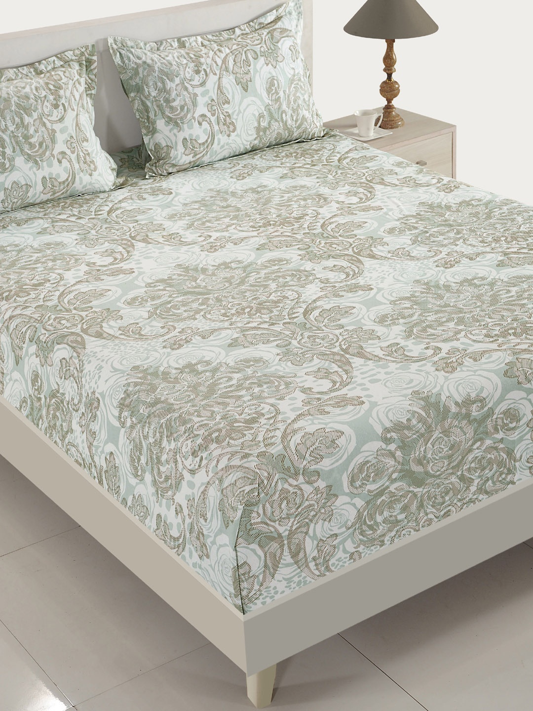 SWAYAM White & Grey Ethnic Motifs Fitted 160 TC Cotton 1 King Bedsheet with 2 Pillow Covers
SWAYAM White & Grey Ethnic Motifs Fitted 160 TC Cotton 1 King Bedsheet with 2 Pillow Covers
