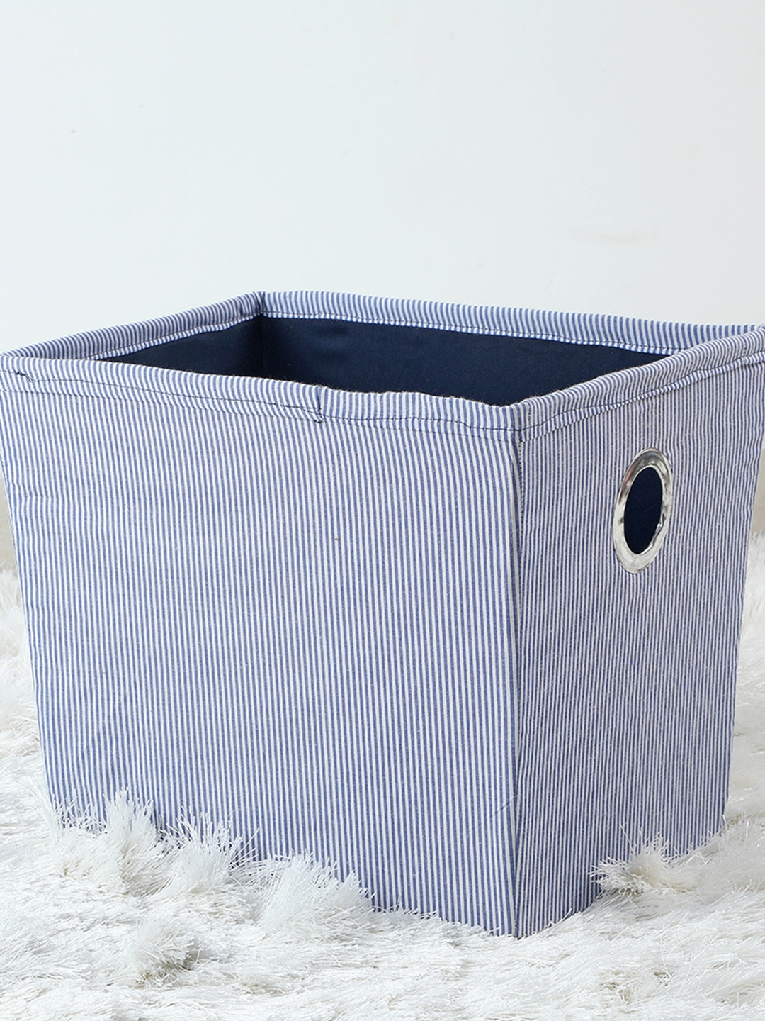 My Gift Booth Navy Blue & White Striped Towel Basket