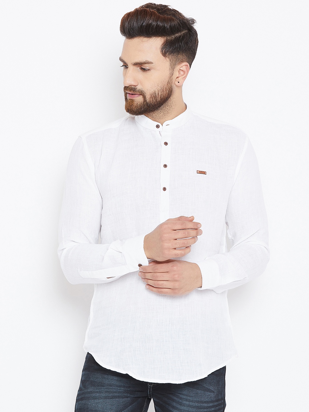 Duke Men White Regular Fit Solid Casual Shirt