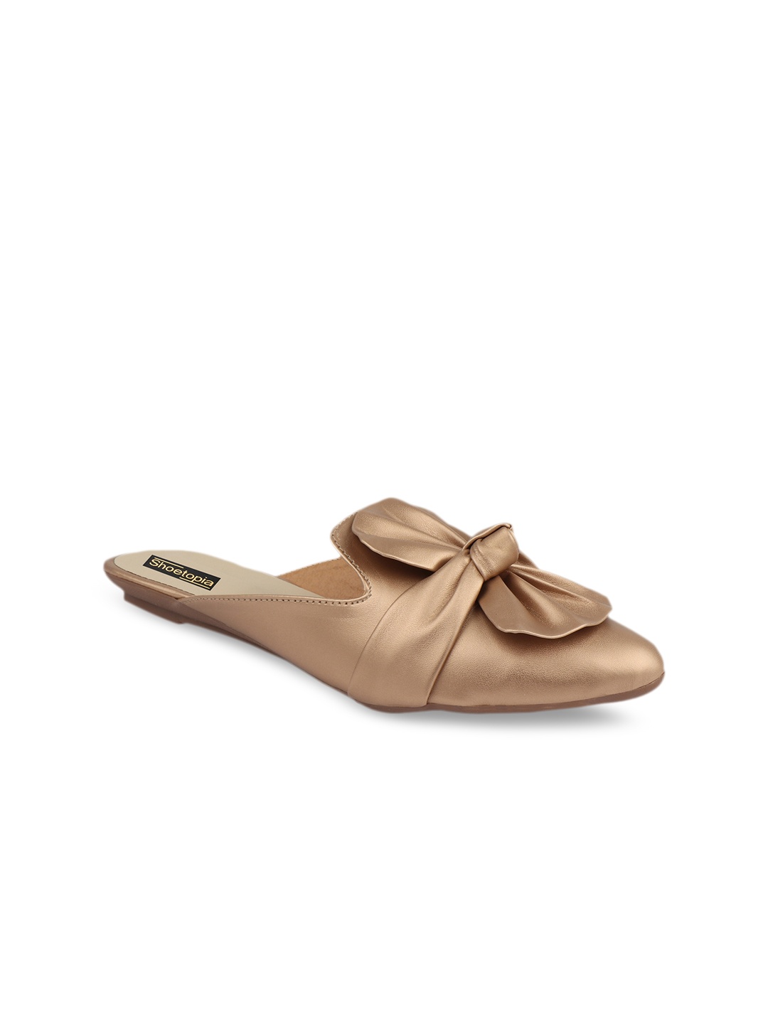 Shoetopia Women Copper-Toned Solid Synthetic Ballerinas