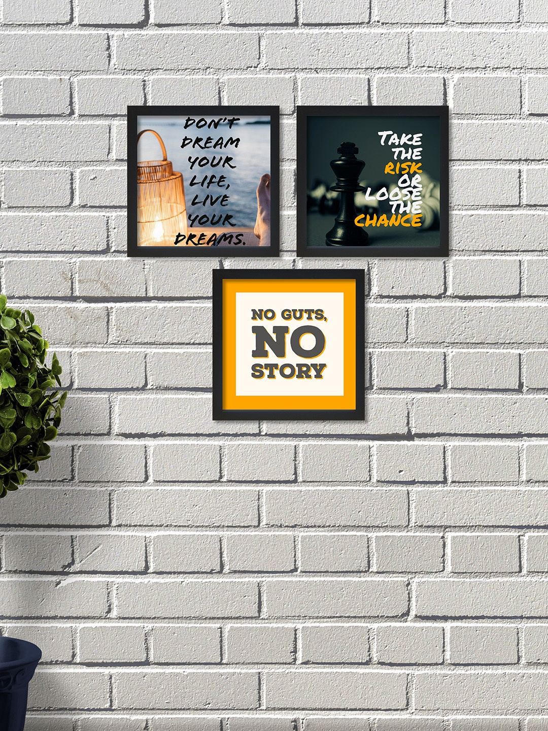 nest ART Set of 3 Multicoloured Wall Art, Multi