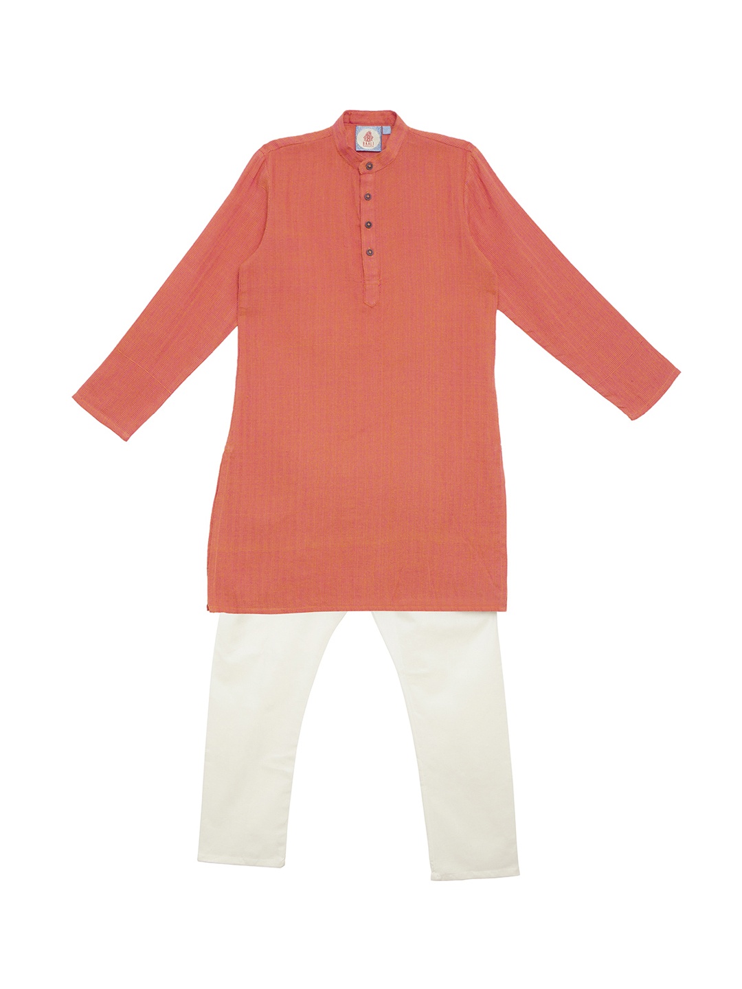 SALWAR STUDIO Boys Orange Self Design Kurta with Pyjamas