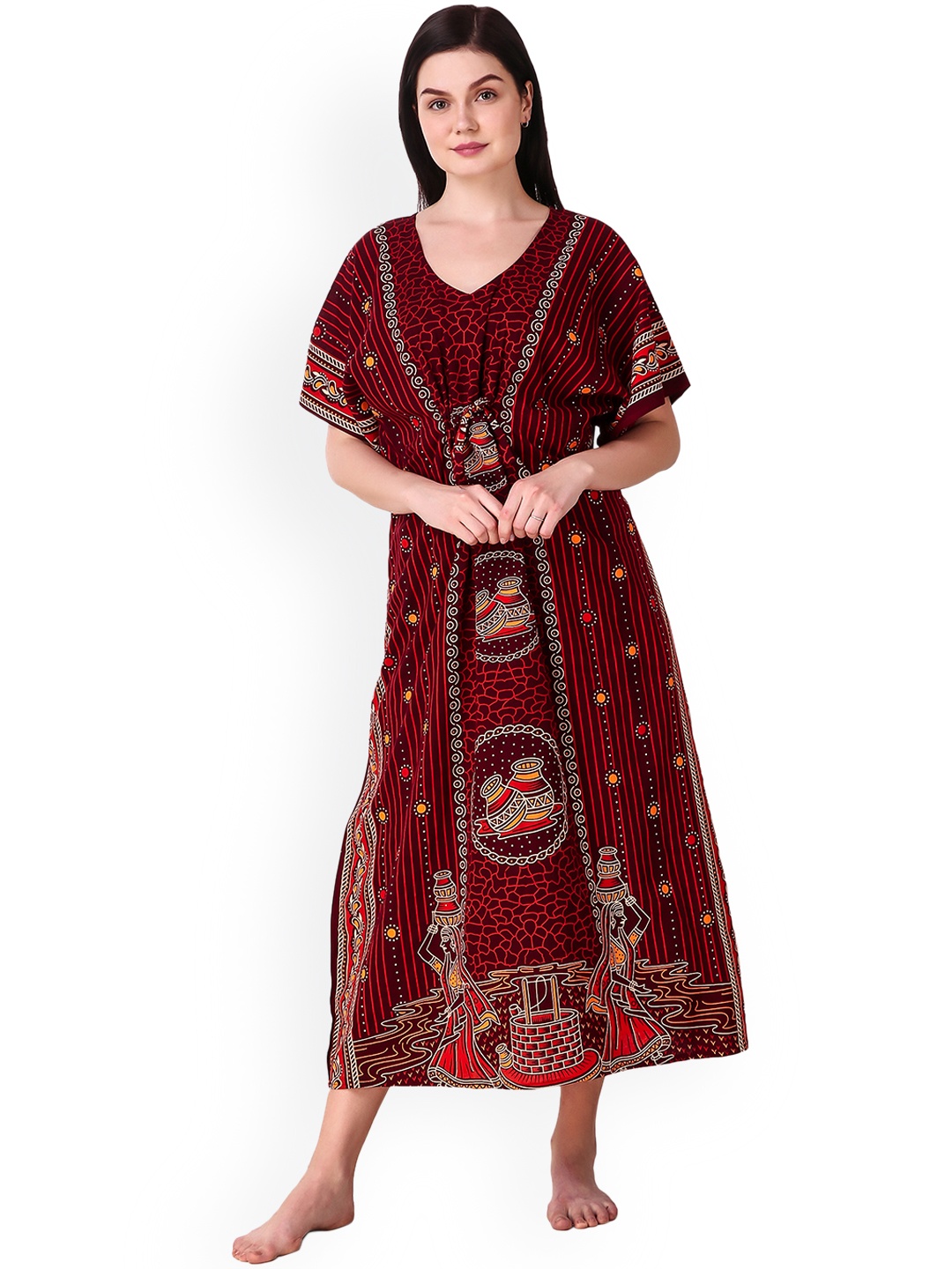 Masha Maroon Printed Nightdress KF-A263-1335