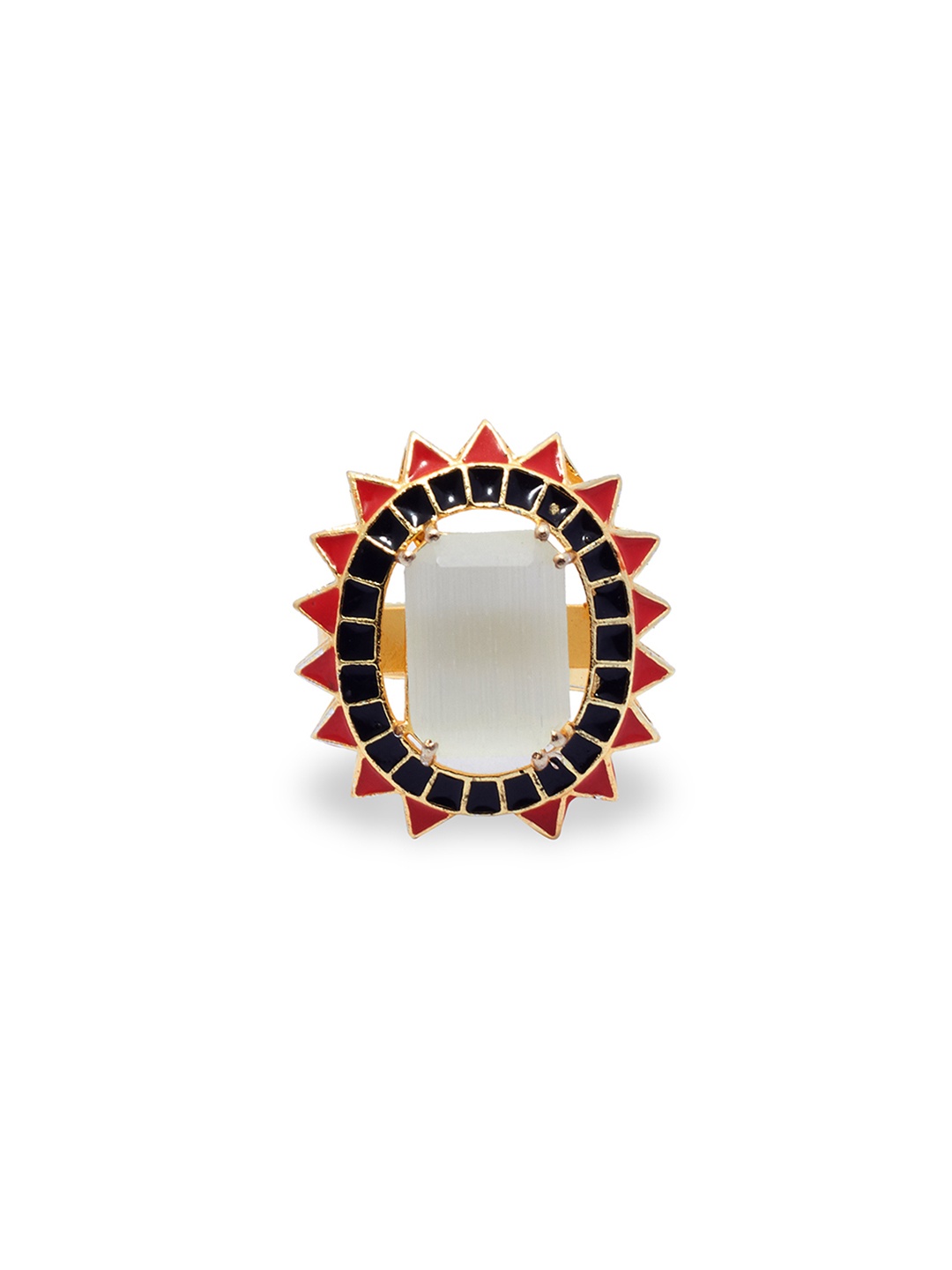 AccessHer Women Gold-Toned Handcrafted Finger Ring with Quartz