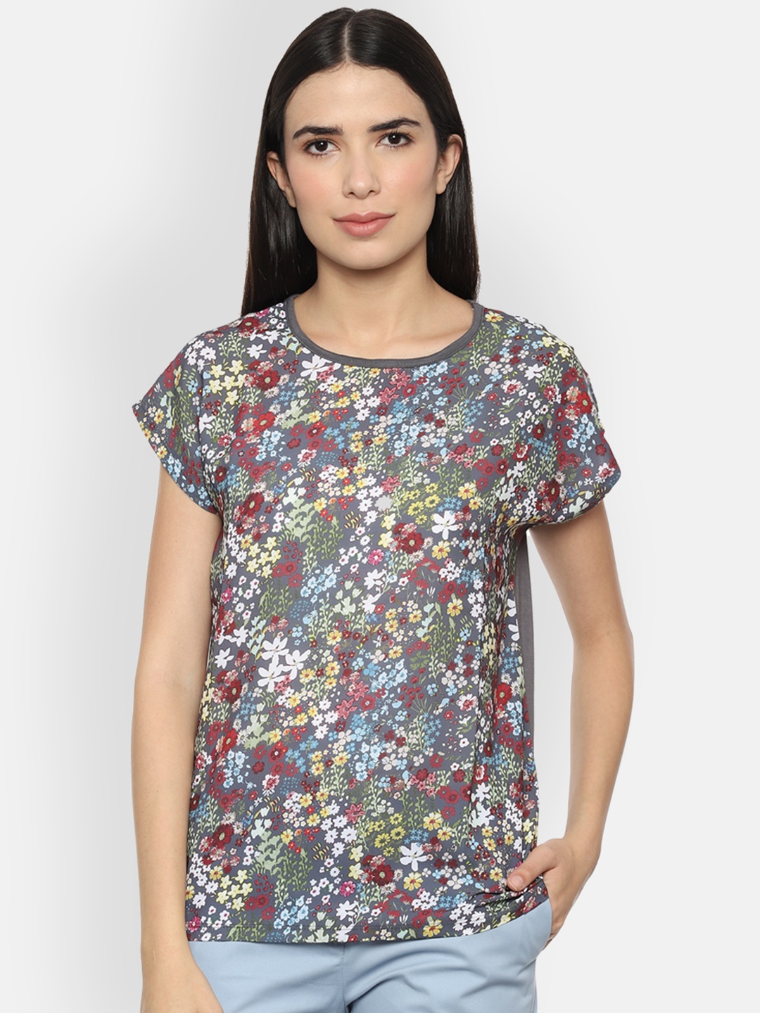 Van Heusen Woman Grey Printed Top