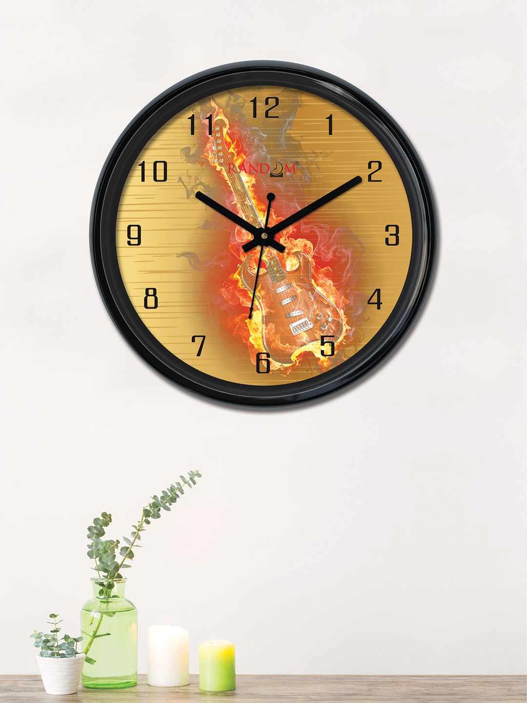RANDOM Black & Red Round Printed 30 x 30 cm Analogue Wall Clock