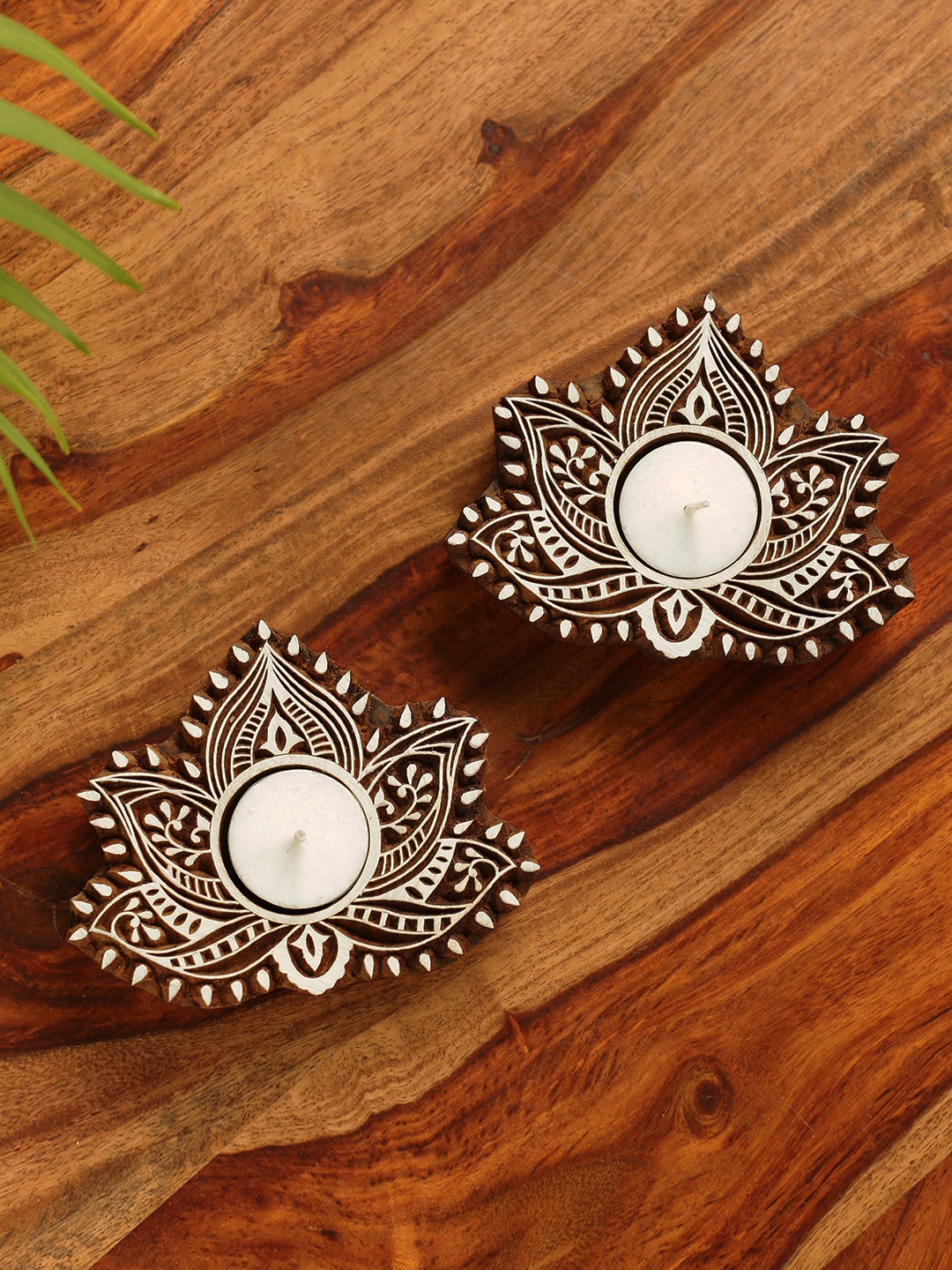 ExclusiveLane Set of 2 Luminous Lotus Sheesham Hand-Carved Blocks Tea-Light Candle Holders, Brown
ExclusiveLane Set of 2 Luminous Lotus Sheesham Hand-Carved Blocks Tea-Light Candle Holders, Brown