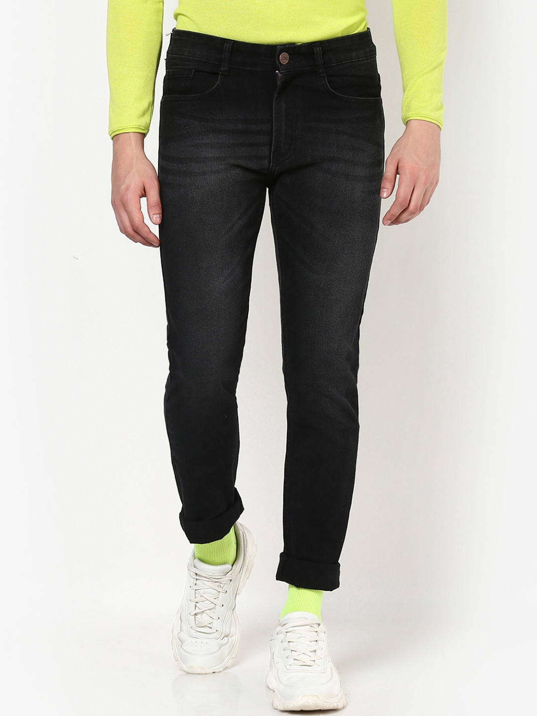 Urbano Fashion Men Black Slim Fit Mid-Rise Clean Look Stretchable Jeans