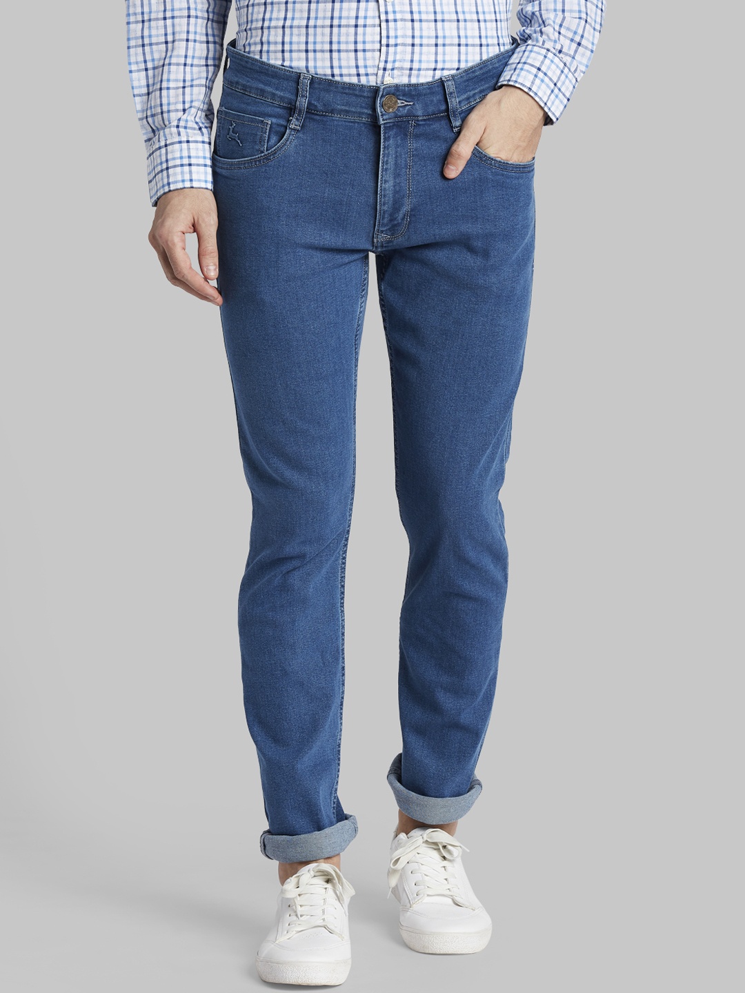 Parx Men Blue Regular Fit Mid-Rise Clean Look Jeans